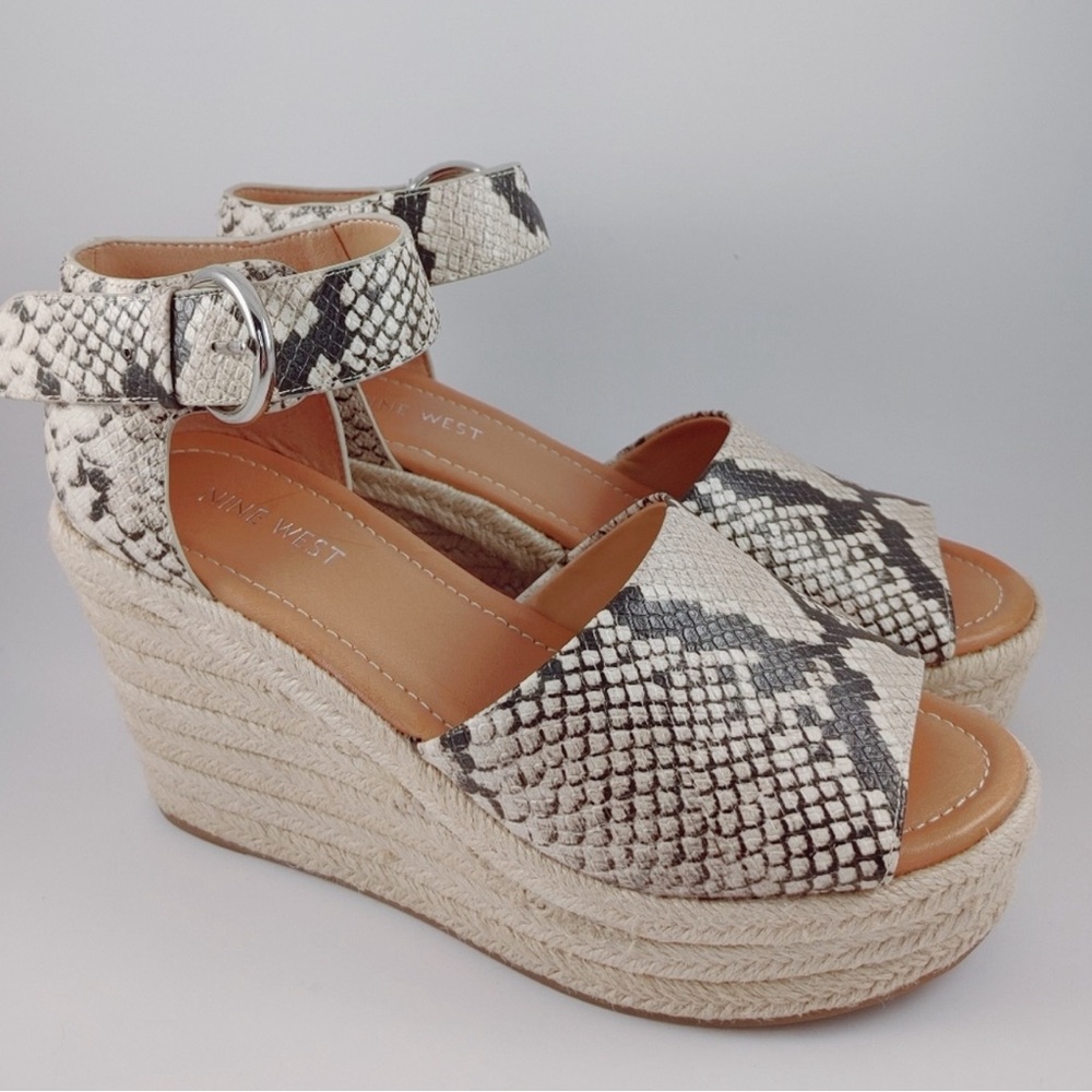 Ninewest  Snakeskin Print Wedge Platform Sandal